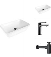 Умывальник Lauter 21370 + Sky 21СК533BS с сифоном 21635B (черный матовый)