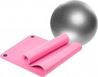 Набор для йоги Sundays Fitness Фитбол IR97402-75 + Коврик 1см IR97506 (серебристый, розовый)