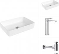 Умывальник Lauter 21487-50 + Cascade 21СК0655C с сифоном 21635CH (хром)