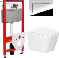 Унитаз подвесной Lauter Square 214903 + TECE Kit 9400412 с кнопкой (хром)