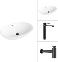 Умывальник Lauter 21709 + Moon 21СК8691BS с сифоном 21635B (черный матовый)