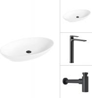 Умывальник Lauter 21571 + Reef 21CK8678BS с сифоном 21635B (черный матовый)