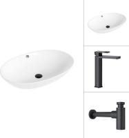 Умывальник Lauter 21709 + Cascade 21СК0655BS с сифоном 21635B (черный матовый)