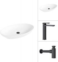 Умывальник Lauter 21571 + Cascade 21СК0655BS с сифоном 21635B (черный матовый)