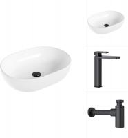 Умывальник Lauter 21836A + Cascade 21СК0655BS с сифоном 21635B (черный матовый)