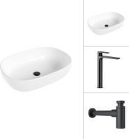 Умывальник Lauter 21836 + Reef 21CK8678BS с сифоном 21635B (черный матовый)