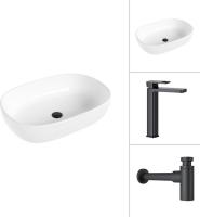 Умывальник Lauter 21836 + Cascade 21СК0655BS с сифоном 21635B (черный матовый)