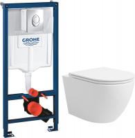 Унитаз подвесной Lauter Vortex 2110830 + GROHE Rapid SL 38721001 с кнопкой (овальная, хром)