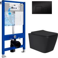 Унитаз подвесной Lauter Magdeburg 21103EC + 21901002 (кнопка квадратная, черный)