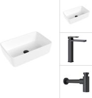 Умывальник Lauter 21674A + Cascade 21СК0655BS с сифоном 21635B (черный матовый)