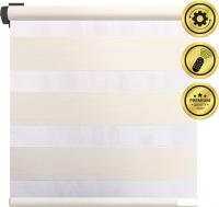 Рулонная электроштора НеоФьюжен Юпитер 240х250 левая (слоновая кость, черная фурнитура)