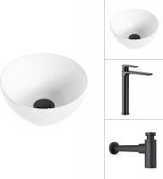 Умывальник Lauter 21601E + Reef 21CK8678BS с сифоном 21635B (черный матовый)