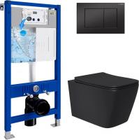 Унитаз подвесной Lauter Magdeburg 21103EC + 21901002 (кнопка прямоугольная, черный)