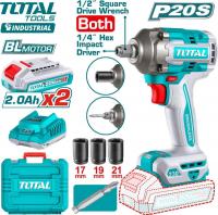 Гайковерт Total TIWLI20236 (с 2-мя АКБ, кейс)