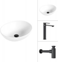 Умывальник Lauter 21652 + Moon 21СК8691BS с сифоном 21635B (черный матовый)