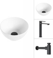 Умывальник Lauter 21601E + Moon 21СК8691BS с сифоном 21635B (черный матовый)