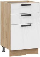 Шкаф напольный Трия Детройт 1Н5Я3 исп.2 (дуб крафт золотой/белый глянец)