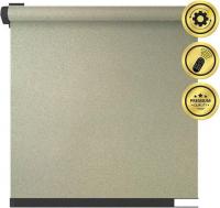 Рулонная электроштора НеоФьюжен Мегаполис 140х250 левая (золотистый, черная фурнитура)