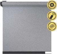 Рулонная электроштора НеоФьюжен Мегаполис 170х250 правая (серебристый, черная фурнитура)