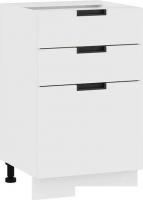 Шкаф напольный Трия Гренада с тремя ящиками 1Н5Я3 (белый/холст белый)