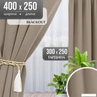 Комплект штор Mio Tesoro Blackout 400x250 + Гардина Вуаль 300х250 (песочный/белый)