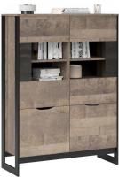 Шкаф-витрина Империал Стокгольм 2д2в низкий (дуб гранж песочный/железный камень)