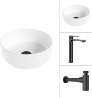 Умывальник Lauter 21499-31 + Moon 21СК8691BS с сифоном 21635B (черный матовый)