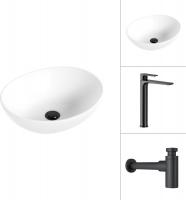 Умывальник Lauter 21652 + Reef 21CK8678BS с сифоном 21635B (черный матовый)