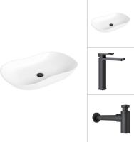 Умывальник Lauter 21570 + Cascade 21СК0655BS с сифоном 21635B (черный матовый)