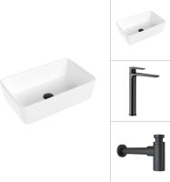 Умывальник Lauter 21674A + Reef 21CK8678BS с сифоном 21635B (черный матовый)