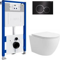 Унитаз подвесной Lauter Vortex 2110830 с кнопкой 219704E (круглая, черный)