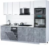 Готовая кухня Интерлиния Мила Gloss 2.55-ПМ3 (керамика/белый/белый гранит)