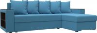 Угловой диван Лига диванов Дубай Лайт правый 121641 (рогожка амур голубой)