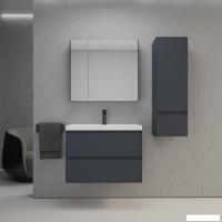 Symbolite Тумба под умывальник Манхэттен 80 Plus 2 ящика (подвесная, графит)