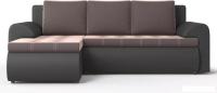 Угловой диван Stolline Ванкувер 08 левый (экокожа черная/велюр коричневый)