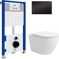 Унитаз подвесной Lauter Vortex 2110830 с кнопкой 219704HD (узкая, черный)