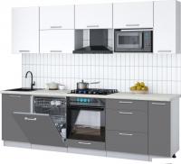 Готовая кухня Интерлиния Мила Gloss 2.6-ПМ2 (серый/белый/опал светлый)