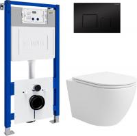 Унитаз подвесной Lauter Vortex 2110830 с кнопкой 219704F (квадратная, черный)