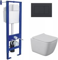 Унитаз подвесной Berges Wasserhaus Quattro S Rimless 043365 (с сиденьем и кнопкой смыва)