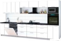 Готовая кухня Интерлиния Мила Gloss 3.6-ПМ1-2 (белый глянец/белый глянец/кастилло темный)