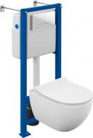 Унитаз подвесной Cersanit Brasko Smart CO DPL EO Slim + Vector 68304 (c кнопкой Estetica белый)