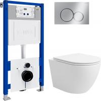 Унитаз подвесной Lauter Vortex 2110830 с кнопкой 219701E (круглая, хром)