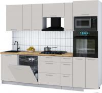 Готовая кухня Интерлиния Мила Gloss 2.6-ПМ1 (кашемир/кашемир/дуб бунратти)