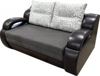 Диван Анмикс Каспер (коричневый велюр/кож.зам т.коричн/принт инкас)