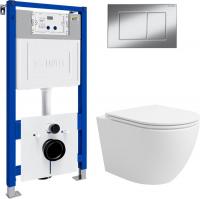 Унитаз подвесной Lauter Vortex 2110830 с кнопкой 219701J (прямоугольная, хром)