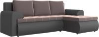 Угловой диван Stolline Ванкувер 07 правый (экокожа черная/велюр коричневый)