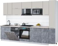 Готовая кухня Интерлиния Мила Gloss 3.1-ПМ2 (керамика/кашемир/травертин серый)