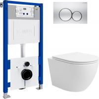 Унитаз подвесной Lauter Vortex 2110830 с кнопкой 219703E (круглая, сатин)