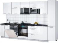 Готовая кухня Интерлиния Мила Gloss 3.3-ПМ2 (белый глянец/белый глянец/кастилло темный)
