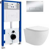 Унитаз подвесной Lauter Vortex 2110830 с кнопкой 219703HD (узкая, сатин)